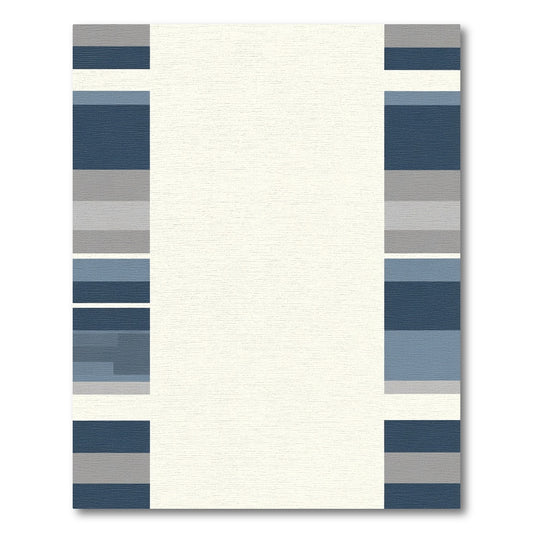 Modern Navy Gray Horizontal Stripe Rug