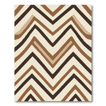 Earthy Brown Zigzag Chevron Stripes Rug