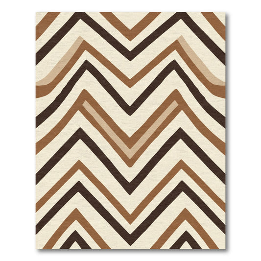 Earthy Brown Zigzag Chevron Stripes Rug