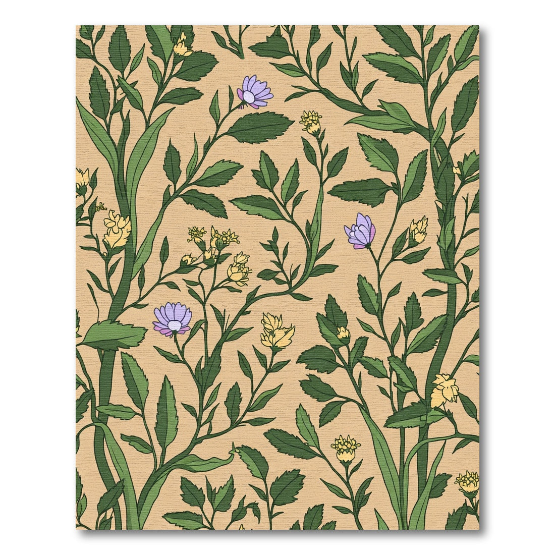 Green Vine And Lavender Floral Rug