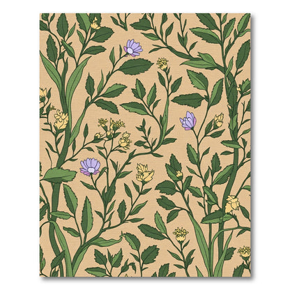 Green Vine And Lavender Floral Rug