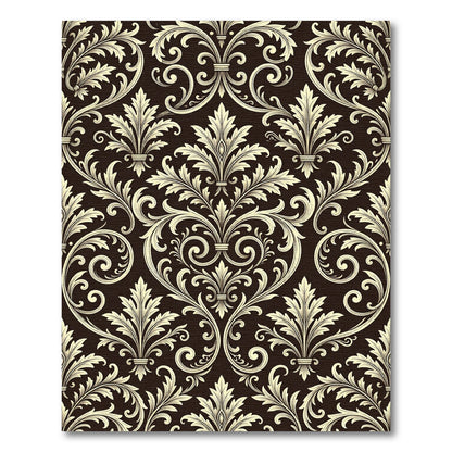 Ornate Ivory Acanthus Damask Rug