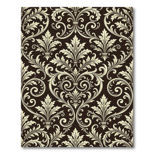 Ornate Ivory Acanthus Damask Rug