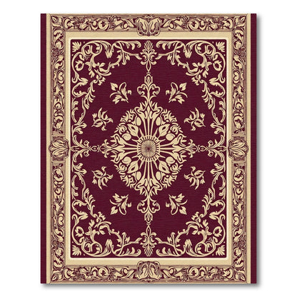 Crimson Gold Floral Medallion Border Rug