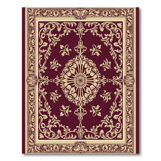 Crimson Gold Floral Medallion Border Rug