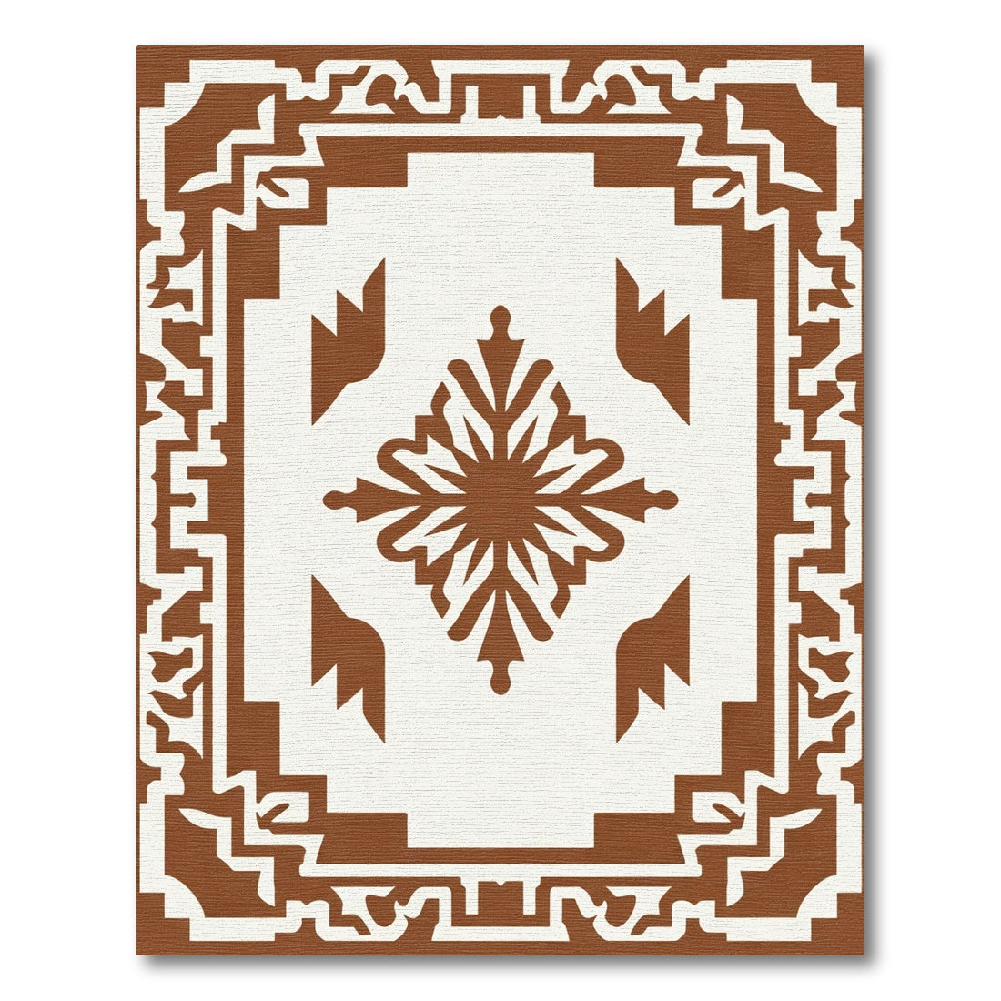 Brown Geometric Sunburst Medallion Rug