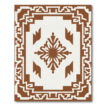 Brown Geometric Sunburst Medallion Rug