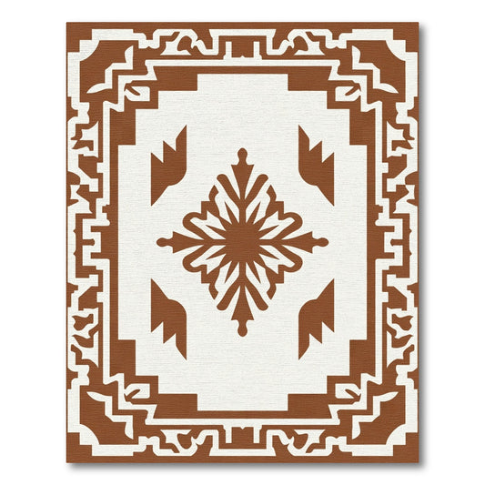 Brown Geometric Sunburst Medallion Rug
