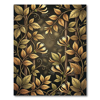 Golden Leaf Floral Vine Rug