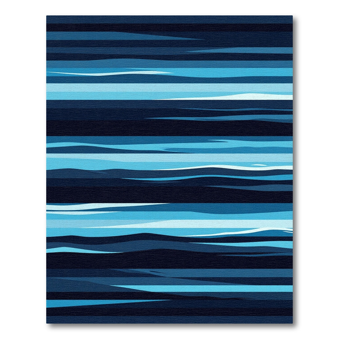 Contemporary Deep Blue Horizontal Wavy Stripe Rug