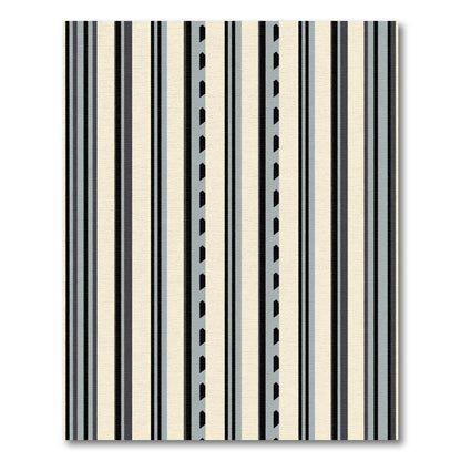 Modern Slate Gray Striped Composition Rug