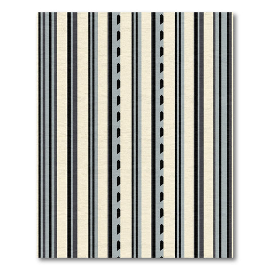 Modern Slate Gray Striped Composition Rug