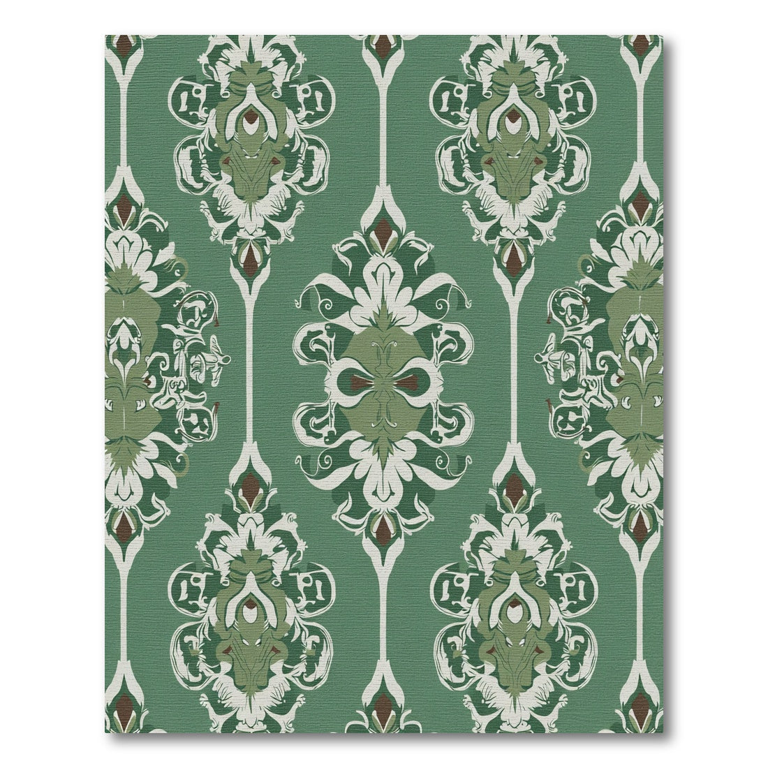 Emerald Green Ornate Scroll Medallion Rug