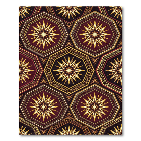Crimson Gold Starburst Octagon Rug