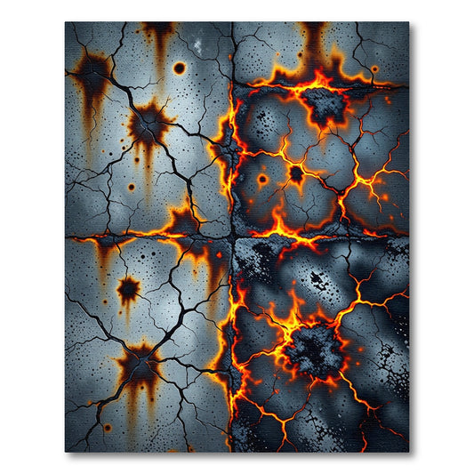Cracked Gray Lava Fire Rug