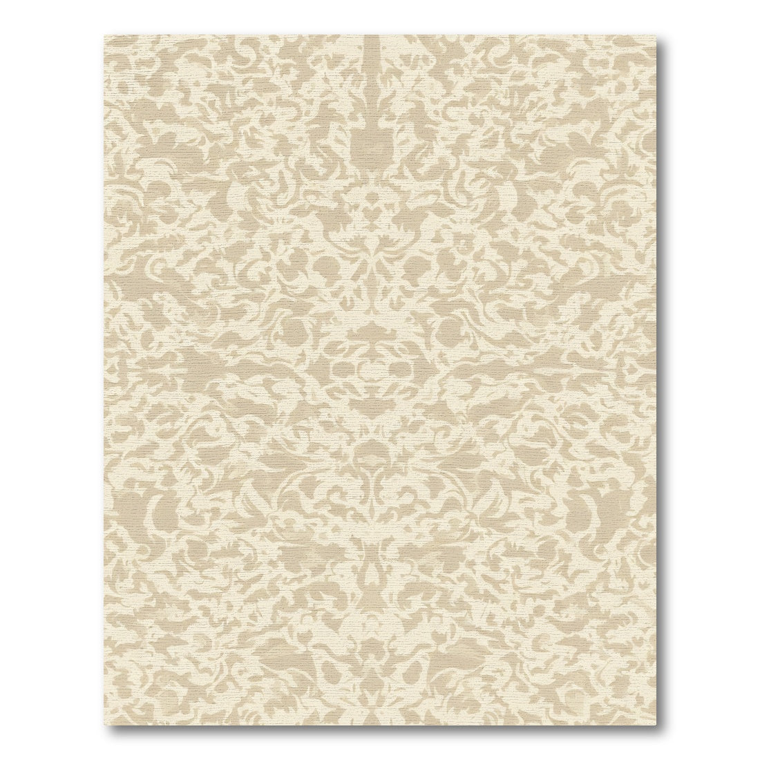 Cream Rococo Swirl Damask Rug