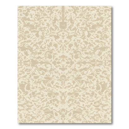 Cream Rococo Swirl Damask Rug