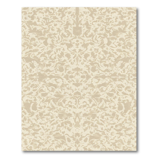 Cream Rococo Swirl Damask Rug