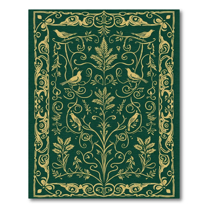 Ornate Green Bird Vine Rapport Rug