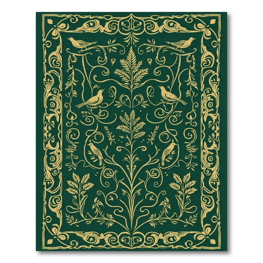 Ornate Green Bird Vine Rapport Rug