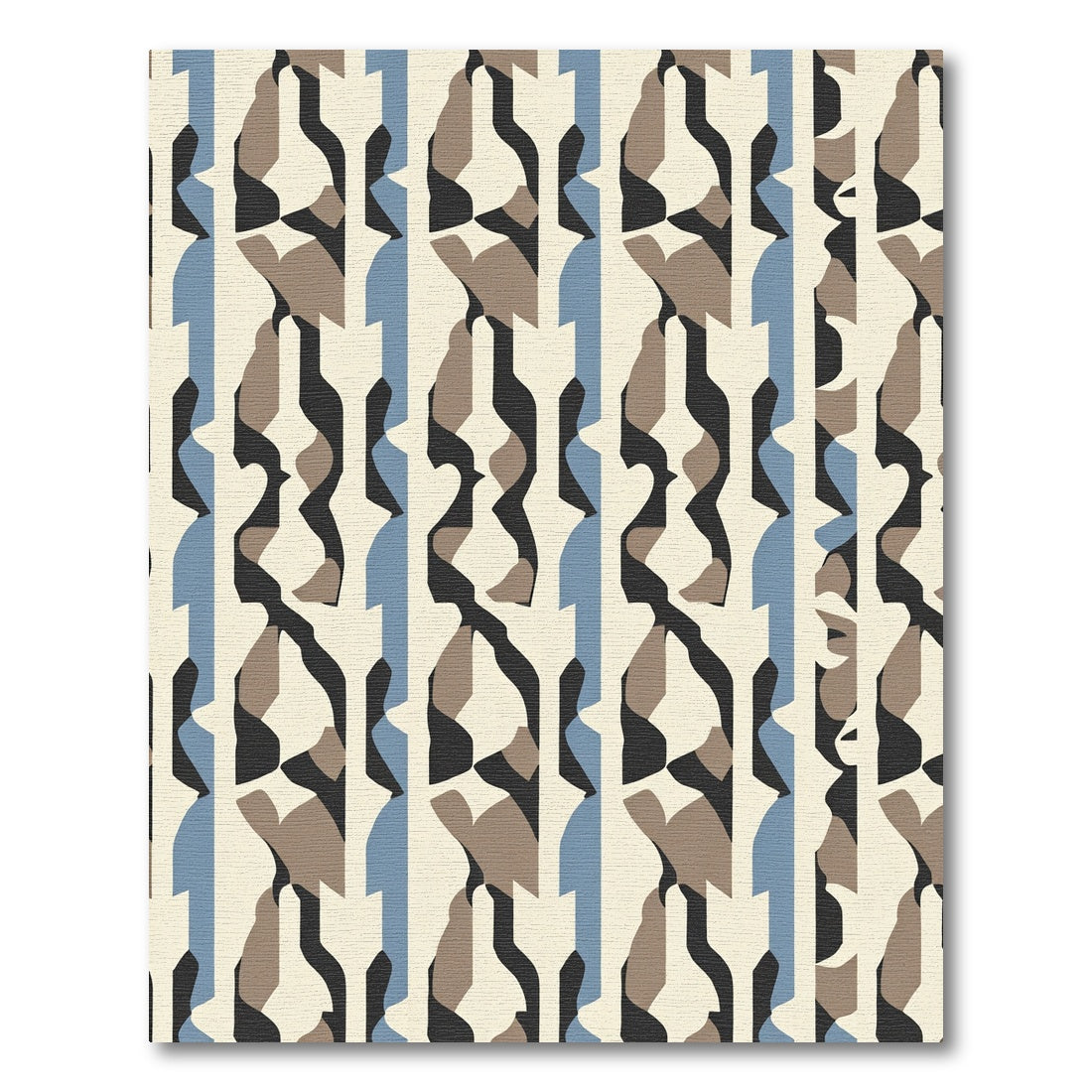 Abstract Blue Beige Graphic Vertical Rug