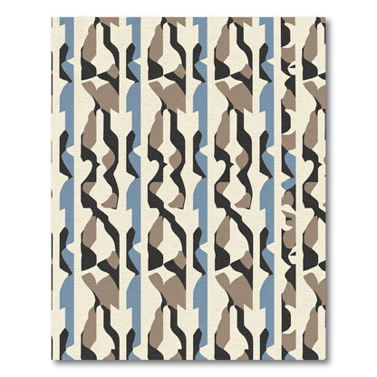 Abstract Blue Beige Graphic Vertical Rug