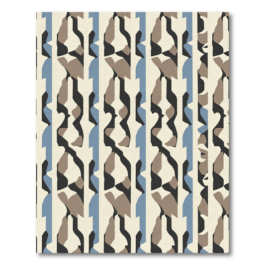 Abstract Blue Beige Graphic Vertical Rug