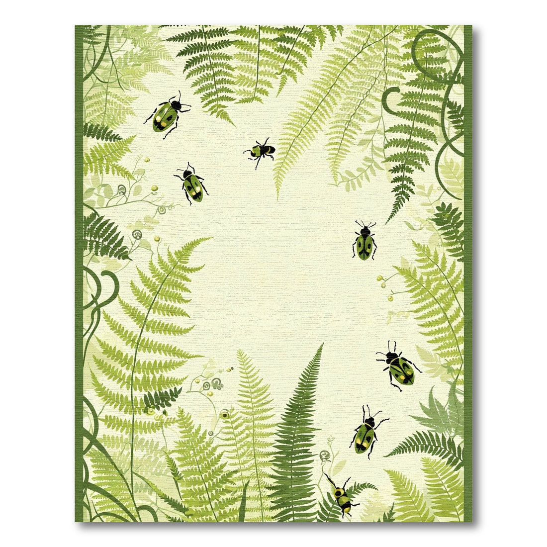 Green Beetle Fern Forest Whimsy Rug