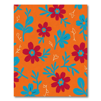 Vibrant Red Blue Floral Branches Rug