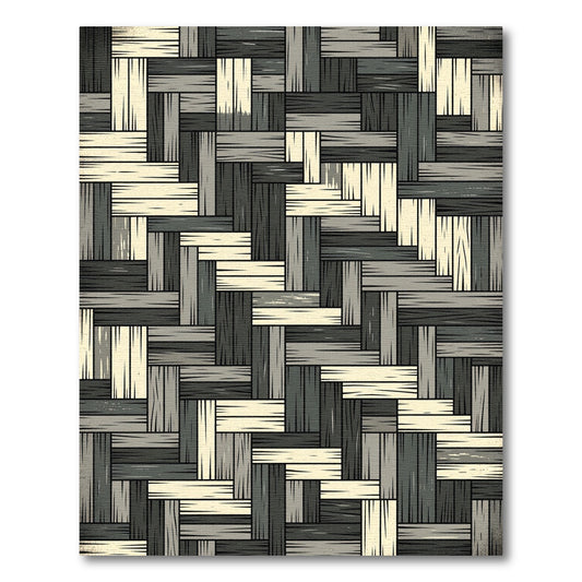 Monochrome Woven Basketwork Geometric Rug
