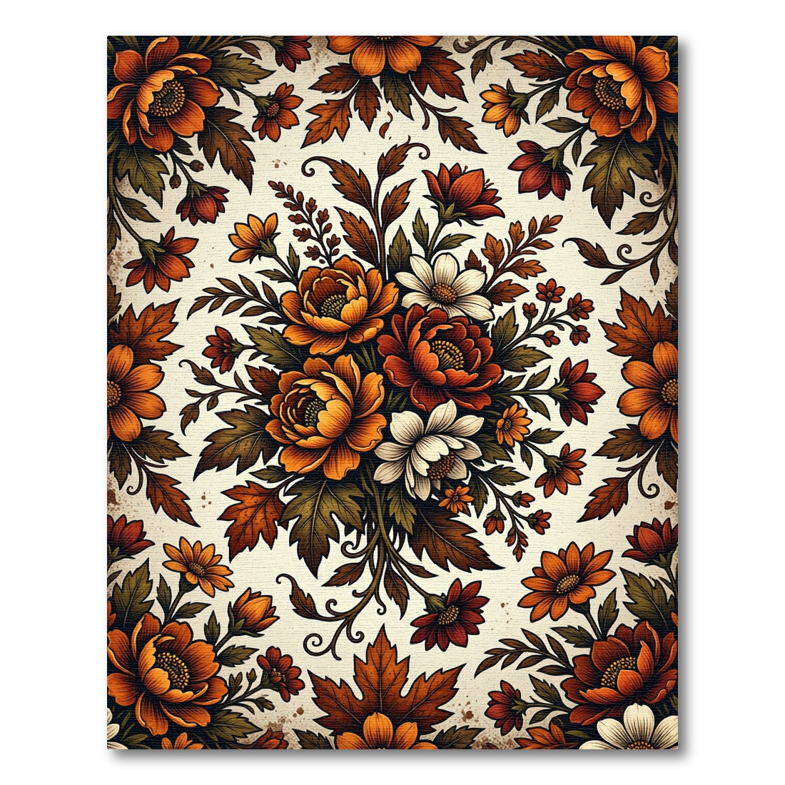 Autumnal Floral Bouquet Harvest Vine Rug