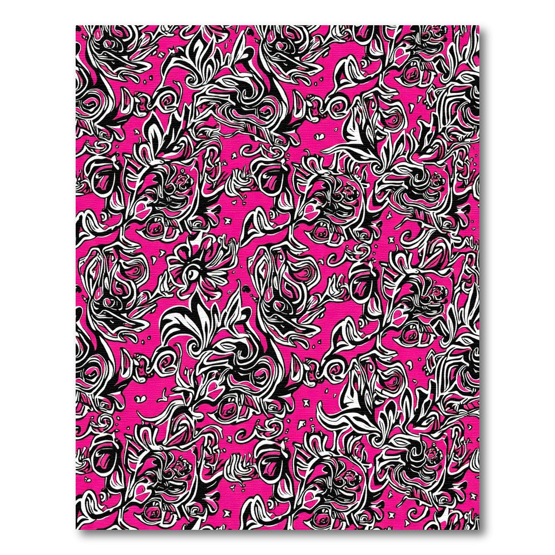 Hot Pink Abstract Floral Swirl Rug