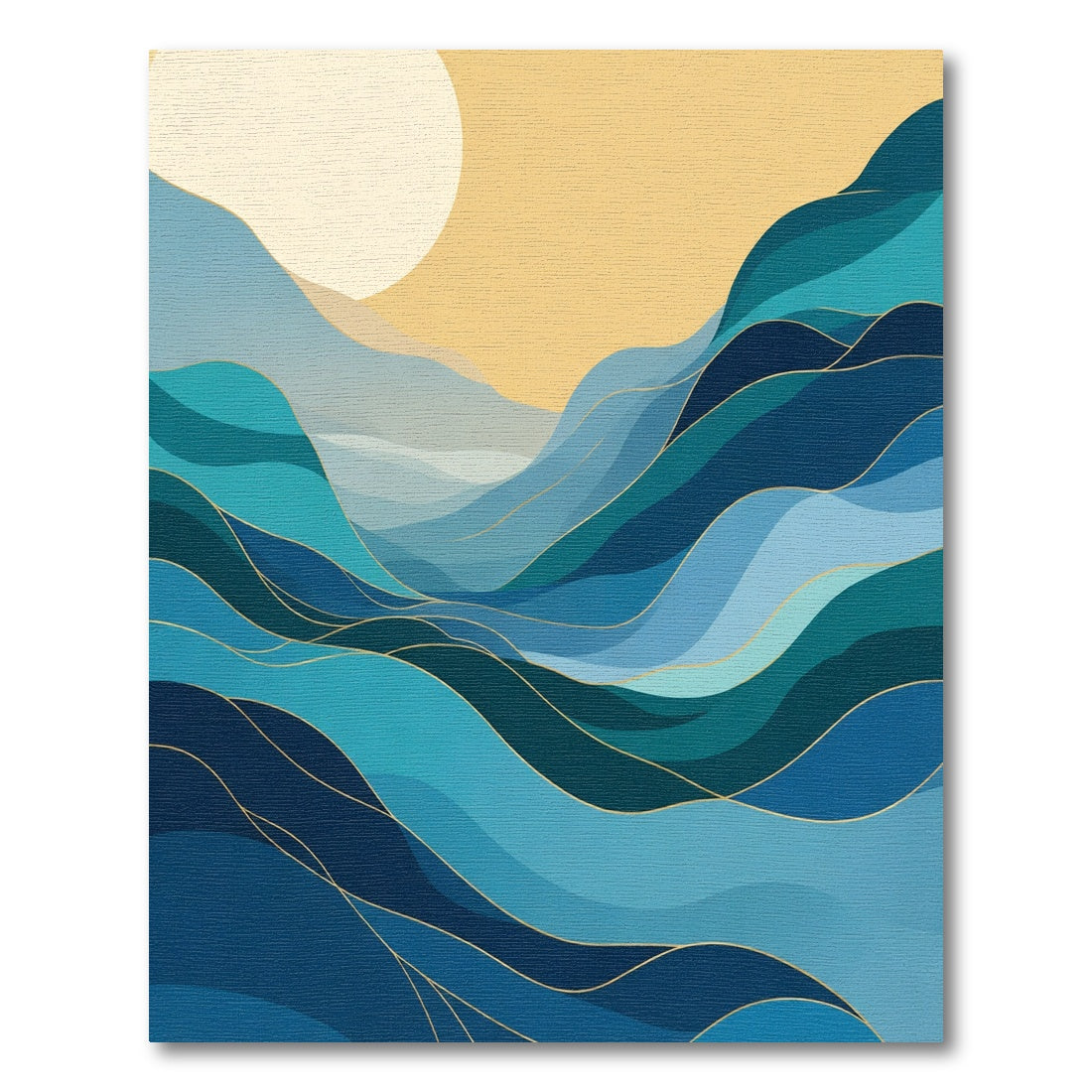 Oceanic Flowing Waves Gold Accent Rug
