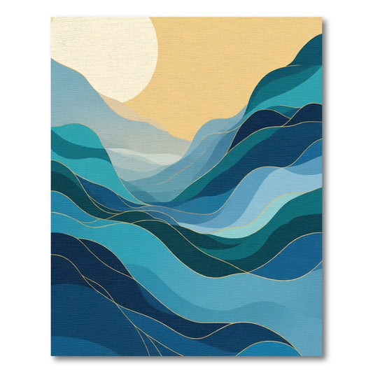 Oceanic Flowing Waves Gold Accent Rug
