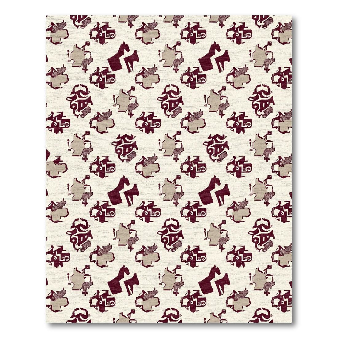 Deep Cranberry Equestrian Abstract Pattern Rug