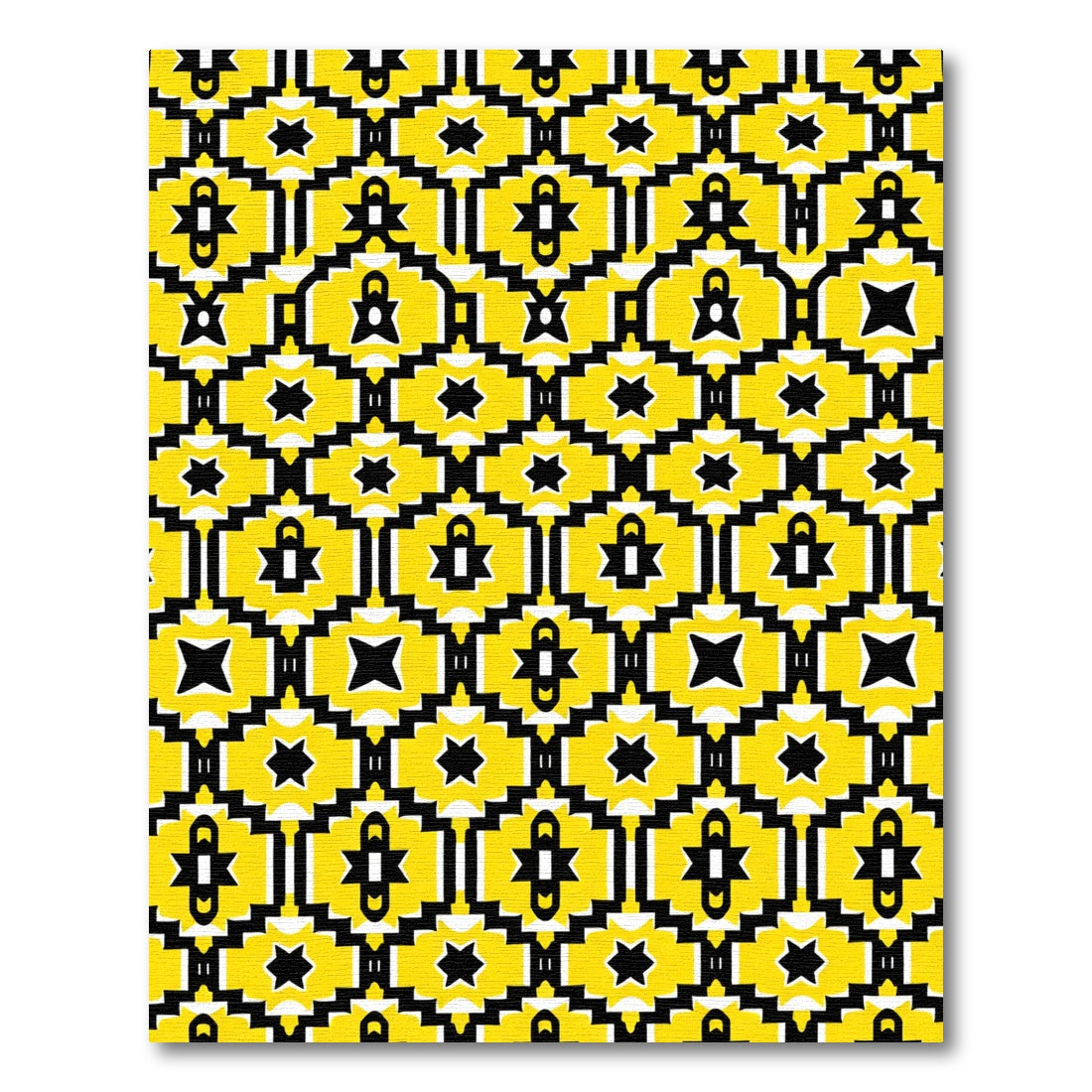Bright Yellow Geometric Tribal Medallions Rug