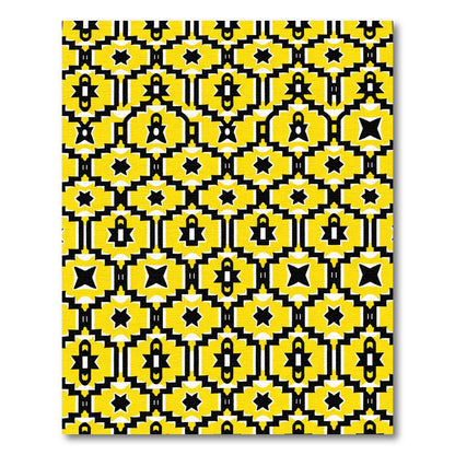 Bright Yellow Geometric Tribal Medallions Rug