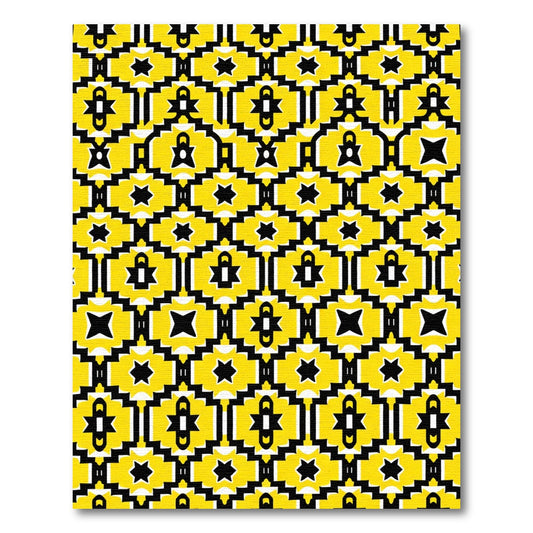 Bright Yellow Geometric Tribal Medallions Rug
