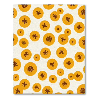 Golden Sunburst Circles Abstract Rug