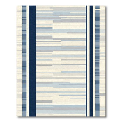 Navy Blue Horizontal Stripe Abstract Rug