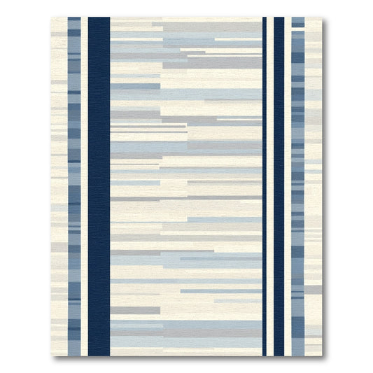 Navy Blue Horizontal Stripe Abstract Rug