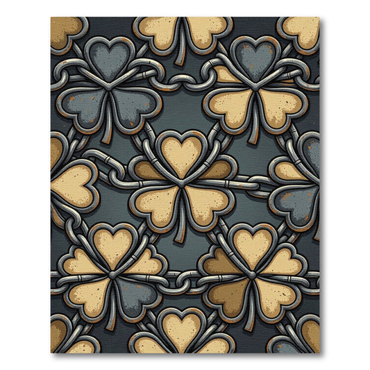 Industrial Metallic Clover Chain Link Art Rug