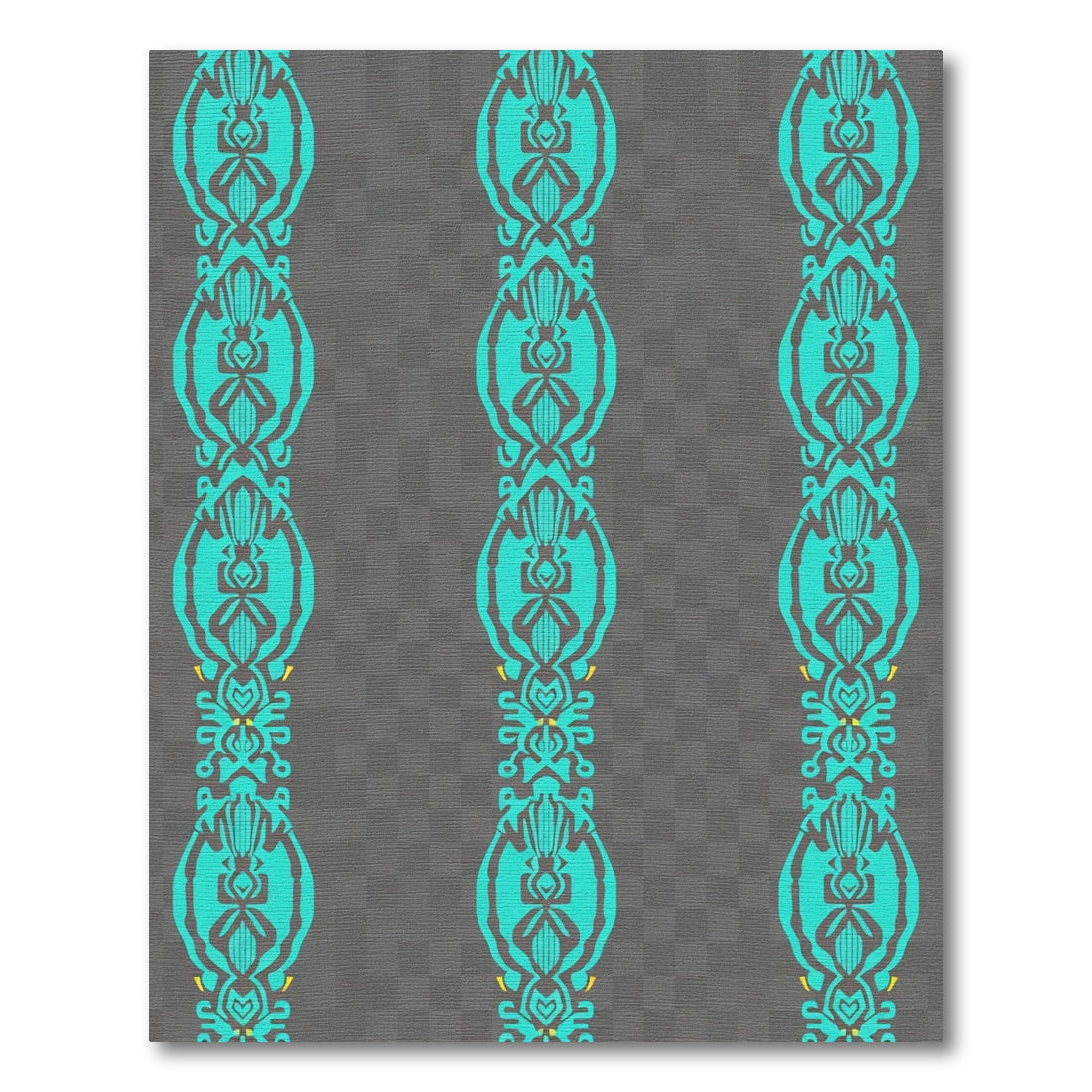 Teal Abstract Vertical Tribal Bands Rug