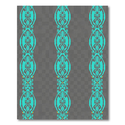 Teal Abstract Vertical Tribal Bands Rug