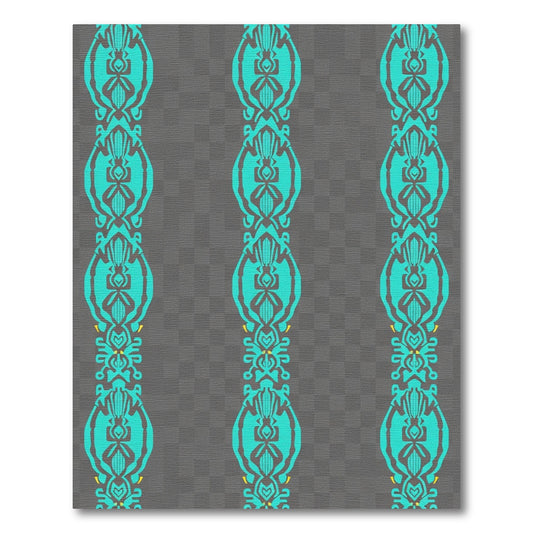 Teal Abstract Vertical Tribal Bands Rug