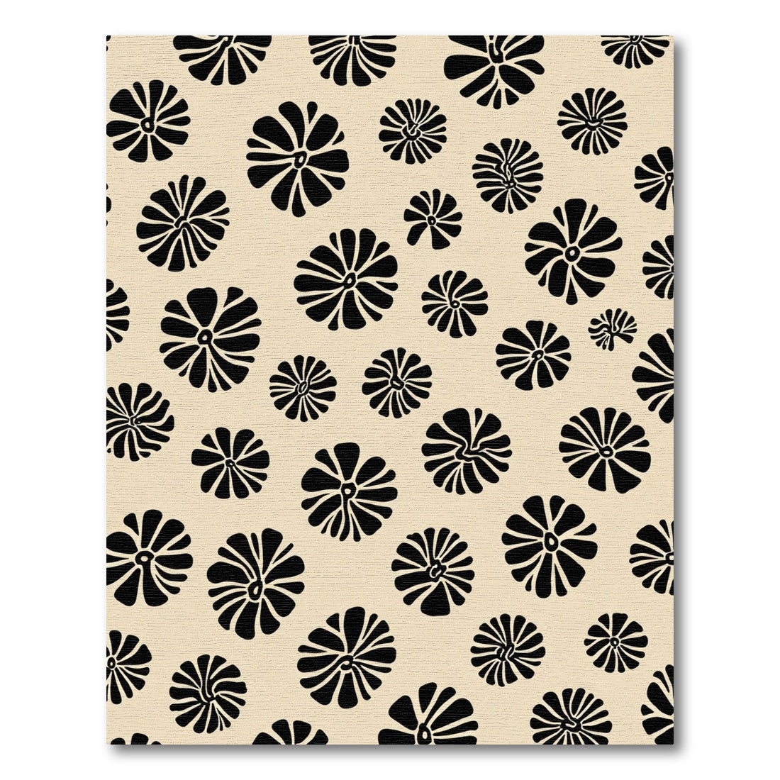Black Floral Field Cream Accents Rug