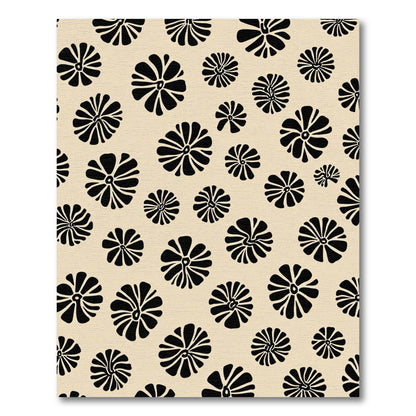 Black Floral Field Cream Accents Rug