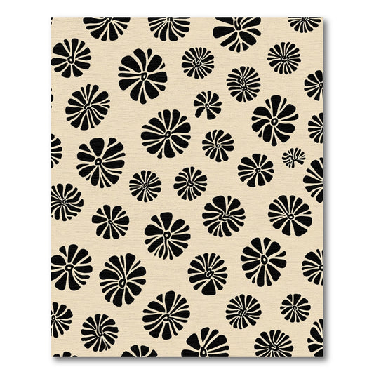 Black Floral Field Cream Accents Rug