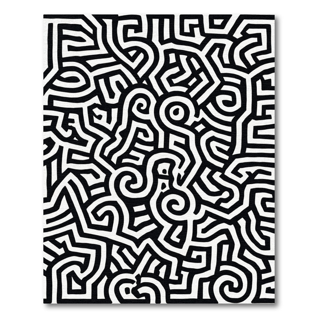 Bold Black White Perpetual Swirl Rug