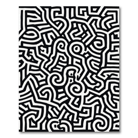 Bold Black White Perpetual Swirl Rug